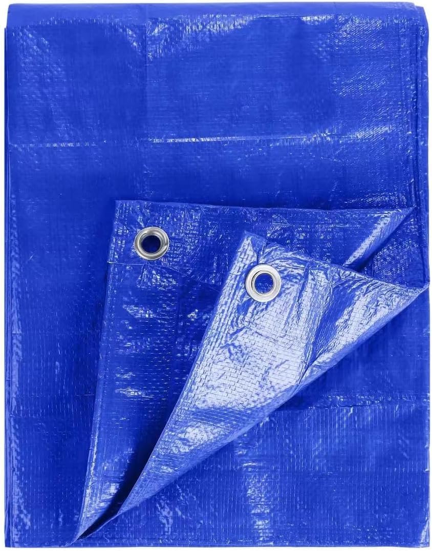 KAV Waterproof Tarpaulin Tarp for Universal Covering Garden Furniture, Camping, Roof Caravan Building site Ground Sheet with Eyelets 120 GSM - (4x6) foot / (1.2 x 1.8) M