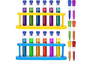 12 Pieces Test Tubes with Stand Plastic Test Tubes for Primary Science 12 Pieces Test Tubes 12 Pieces Liquid Droppers Silicon