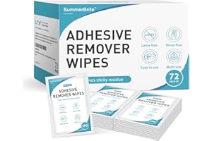 Summerbrite Adhesive Remover Wipes, 72 Pcs Adhesive Remover for Skin, No Sting Adhesive Remover Pads for Sensitive Skin,Ostomy, Stoma, Colostomy Devices and Dressings, Individual Packaged
