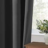 AMEHA Grey Blackout Eyelet Curtains 66x84 Navy Darkening Room 1 Panel view 8