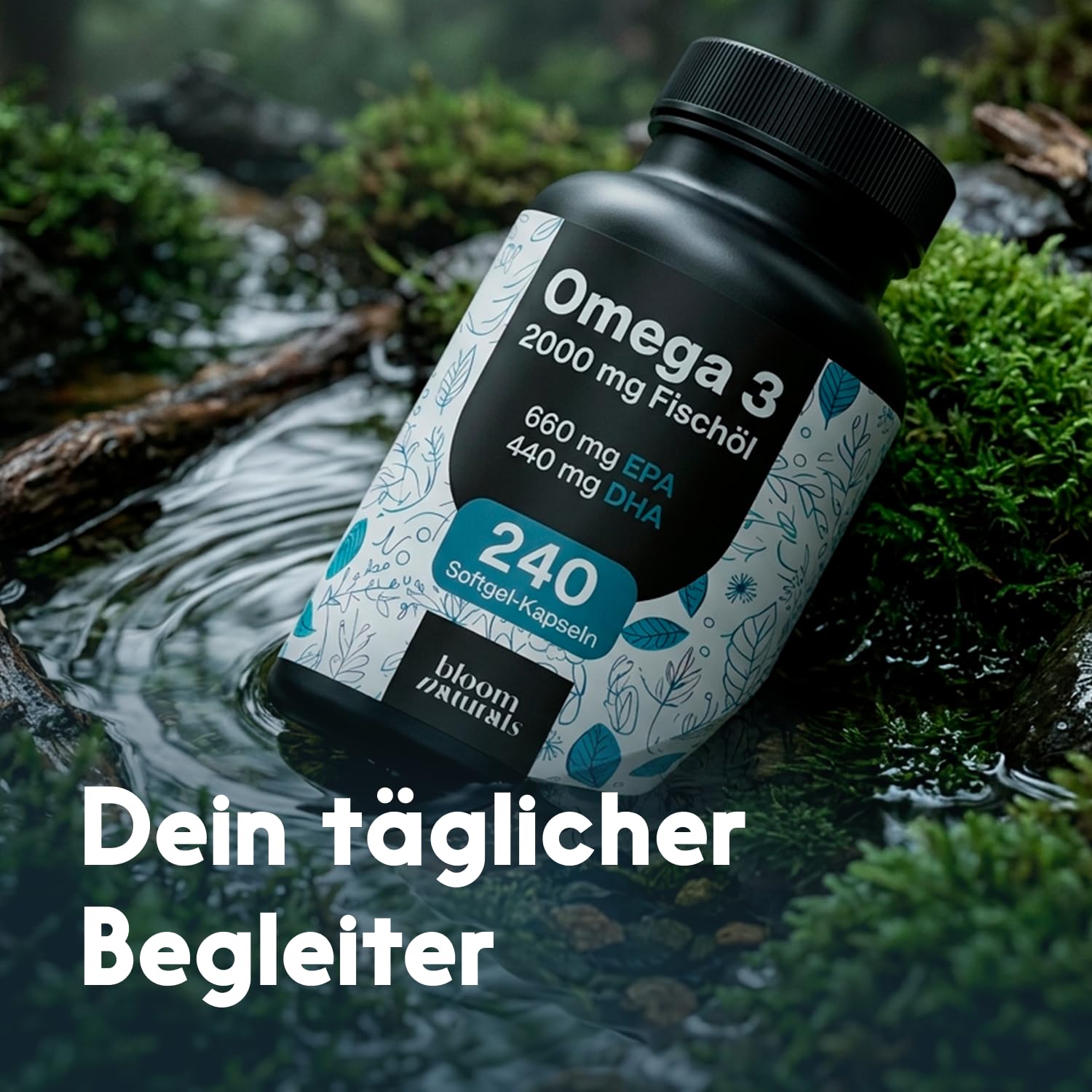 Omega 3 Kapseln hochdosiert 2000mg Fischöl - 240 Softgel-Kapseln - davon 660 mg EPA und 440 mg DHA - Unterstützt die Gesundheit von Herz, Gehirn und Augen* - Produziert in Deutschland 2