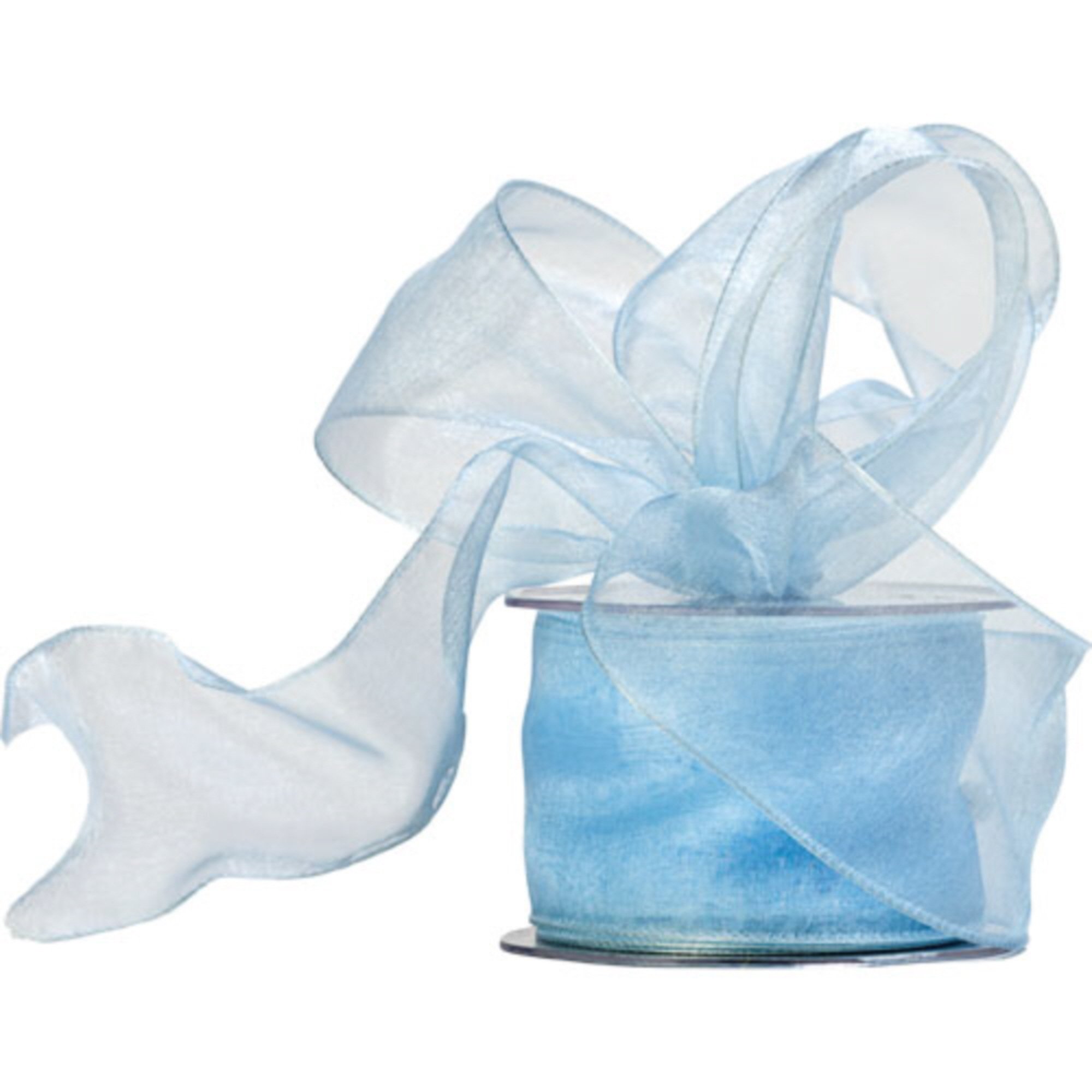 Truly Madly Deeply Pale Blue 60mm Wide x 20 Metre Long Reel of Wired Organza Ribbon. Great for Birthday Decoration, Gift wrap, Christmas Ribbon, Wreath Making Supplies, DIY Crafting