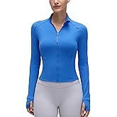 CRZ YOGA Butterluxe Waist Length Jackets for Women - Full Zip Athletic Track Tops with Thumb Holes Pockets