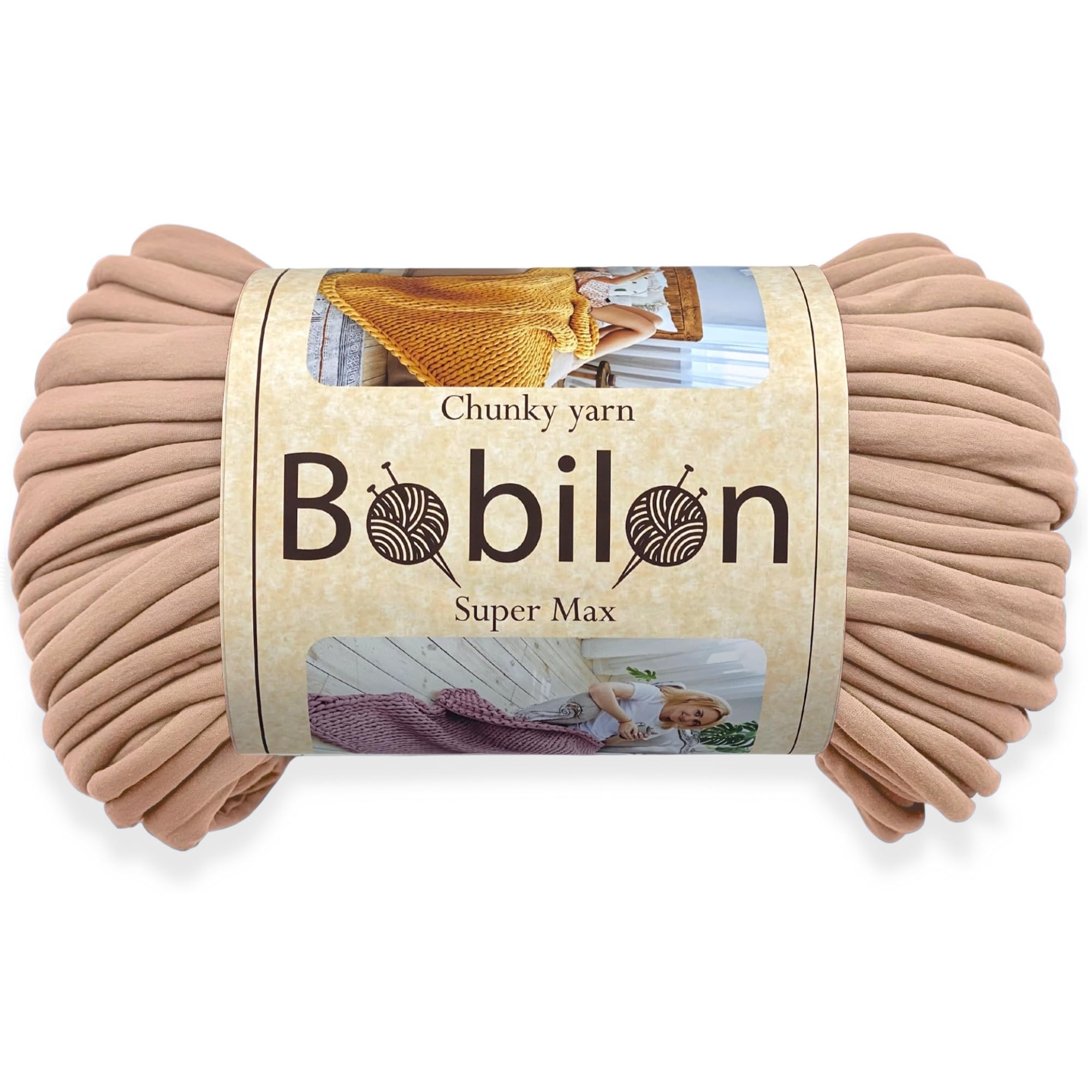 T-Shirt Super Bulky Yarn for arm Knitting Weighted Blanket, Pillow, Pouf, Carpet, Rug, Baskets, Duvet, Throw, pet Bed, Bed Fence, Caramel