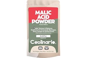 Coolinario Malic Acid Powder (4 Oz) Sour Powder | Food Grade Flavor Enhancer for Homemade Beverages, Jams, Candy & Pickled Foods | Adds Tartness & Balances Sweetness | Ideal for Cider, Wine & Fruit Recipes | Easy to Use