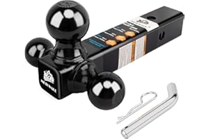 METOWARE Trailer Hitch Tri Ball Mount with 5/8" Hitch Pin, 1-7/8 Inch, 2 Inch and 2-5/16 Inch Tri Ball Hitch Fit 2 Inch Receiver, Hollow Shank Tow Hitch, Black