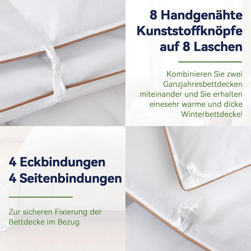 - Daunen Bettdecke I Daunendecke 155x220 I 100% extra weiche Federn & Daunen | Oeko-Tex, RDS Zertifiziert für Tierwohl (155 x 220 cm, Leichte Sommerdecke) — Foto 4 von 4