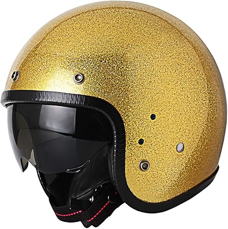 Amazon Vintage スモールジェットヘルメット シールド付き Gold Metal Flake Medium ジェット 車 バイク Amazon Vintage スモールジェットヘルメット シールド付き Gold Metal Flake Medium ジェット 車 バイク