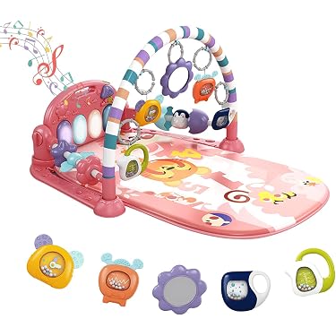 thumbnail image 2 of Baby Toys 0-12 Months - Rattle Set & Gym Play Mat For Newborn Infant Development 2 of 13