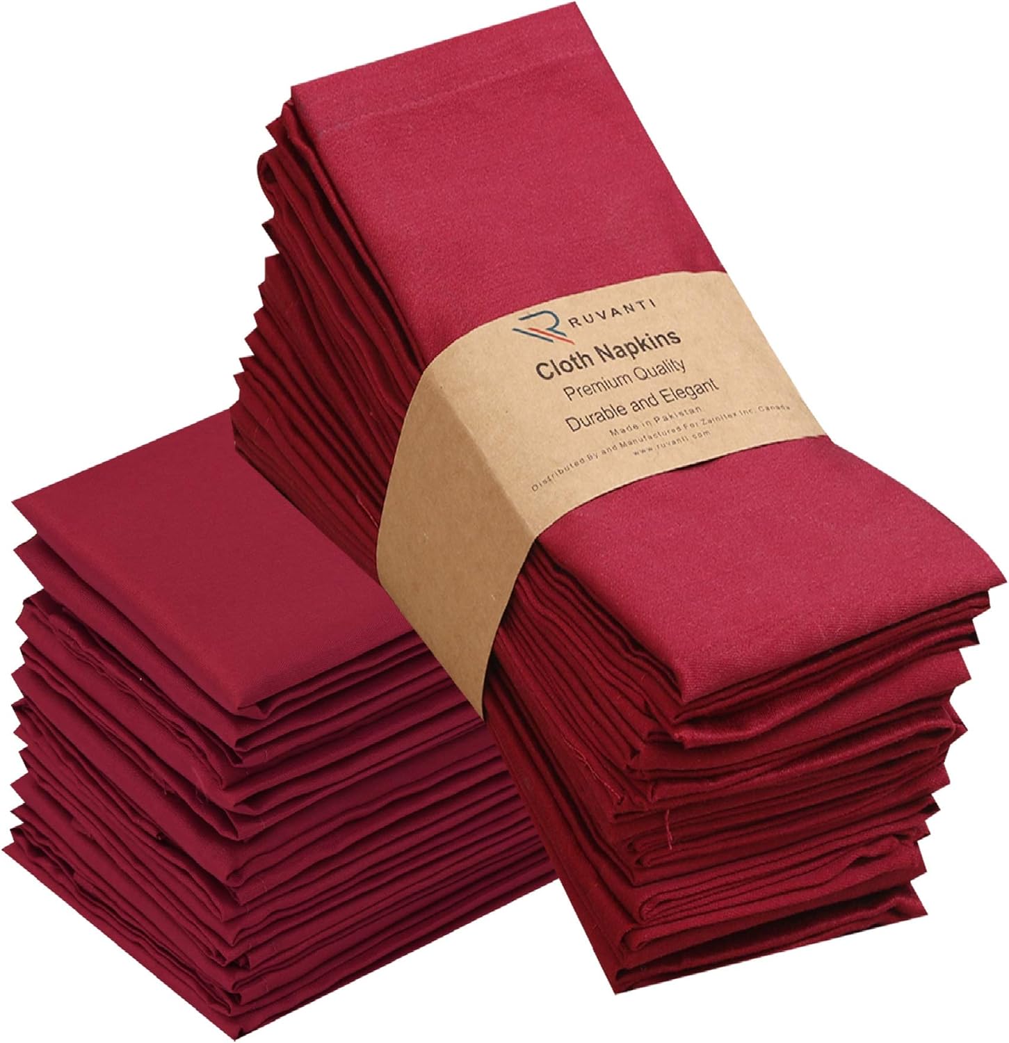 Ruvanti Kitchen Cloth Napkins 12 Pack (18"X18") Dinner Napkins Soft and Comfortable, Reusable Napkins, Durable Linen Napkins, Perfect Table Napkins/Burgundy Napkins for Family Dinners, Weddings: Home & Kitchen