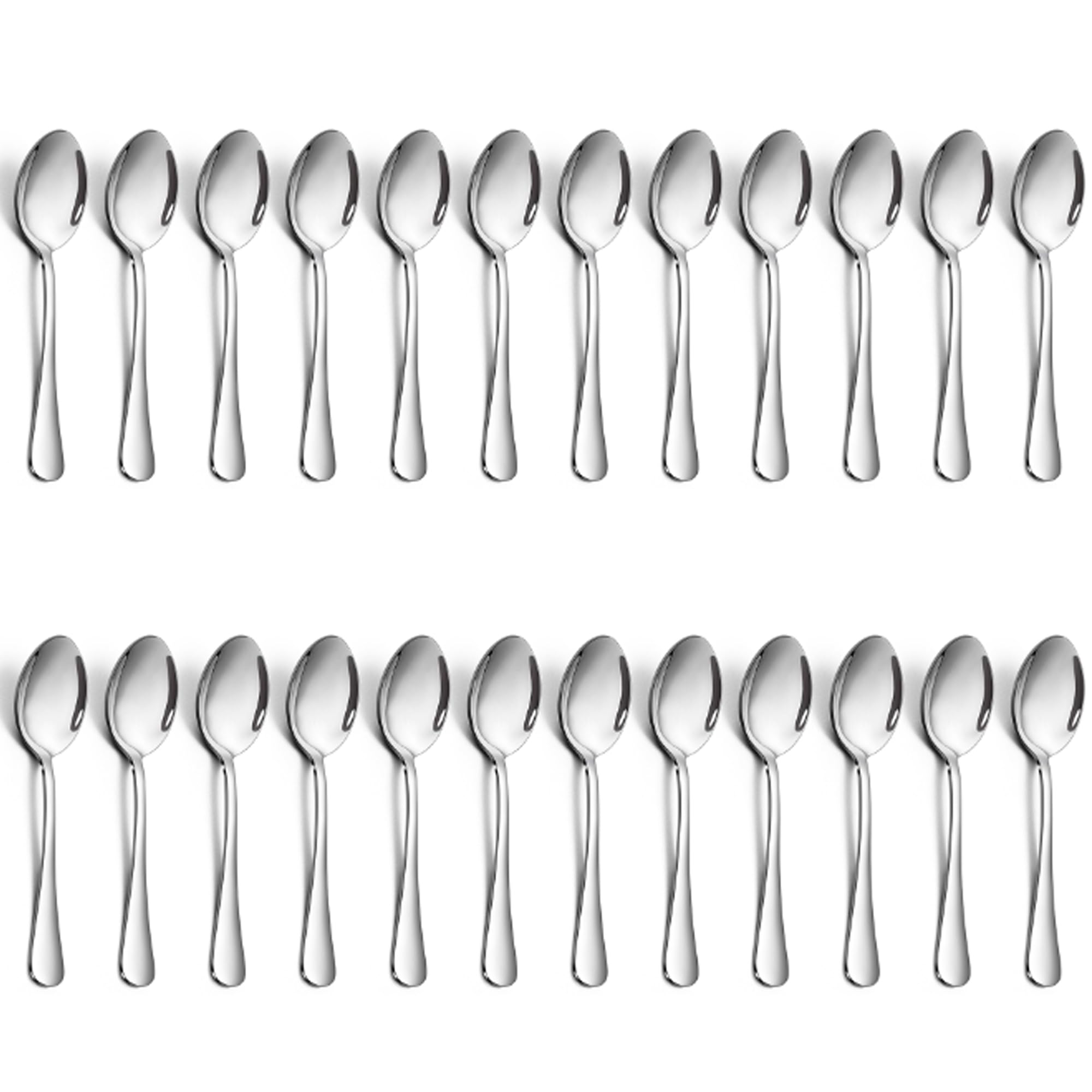Joyfair Teaspoons Set of 24, Stainless Steel Dessert Spoon Set, Coffee Spoons Ideal for Coffee Tea Ice Cream Dessert in Home Kitchen Restaurant, Dishwasher Safe (5.3 Inch, 13.5cm)
