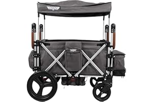 Keenz 7S+ 4-Passenger Wagon - Fully Loaded Foldable Wagon Cart with Wheels, Double Stroller for Infants and Toddlers, Travel-Friendly Collapsible Wagon Stroller for Family Outings, Beach or Park