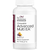 Bariatric Advantage Chewable Advanced Multi EA, Mixed Fruit, 60 Count | High Potency Daily Multivitamin with Iron for Bariatric Surgery Patients, Chewable Tablet, Delivers Over 20 Unique Nutrients
