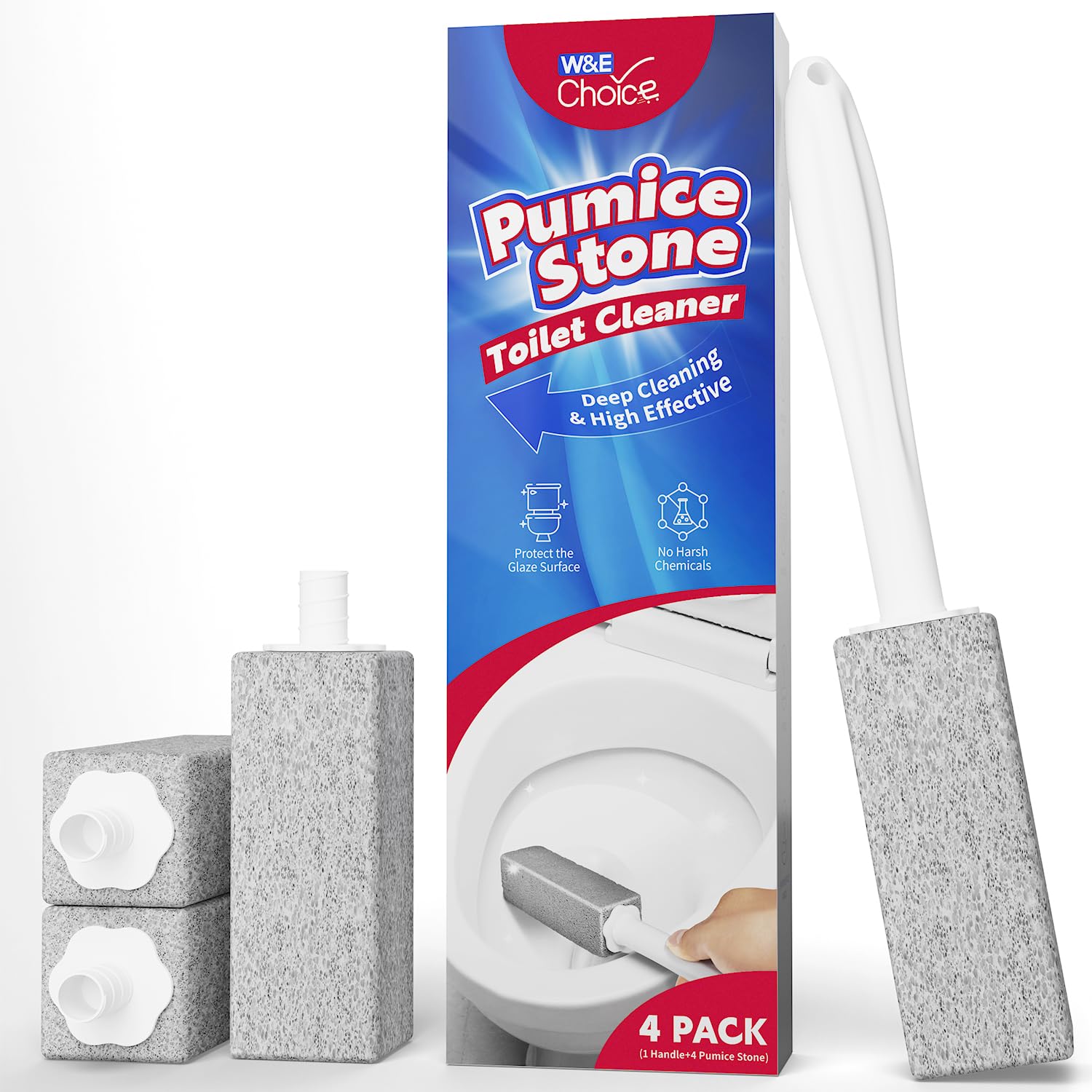 Photo 1 of ***Missing handle*** W&E Choice Toilet Pumice Stone 4 Pack, Pumice Stone for Bathtub Cleaning with Extra Long Handle, Toilet Brush for Cleaning Toilets, Bathtubs, Grills, Swimming Pools, Sinks