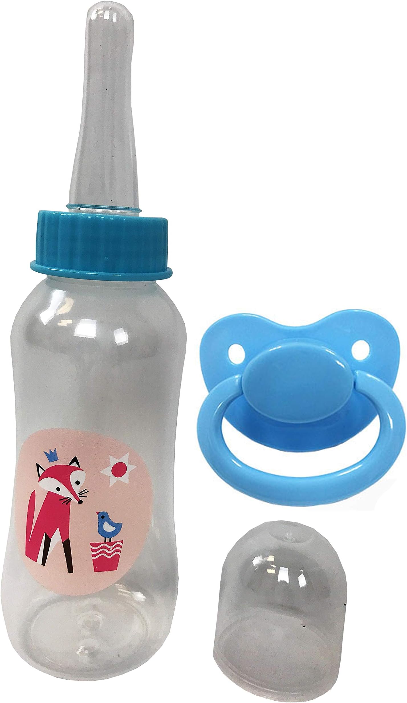 ENVY BODY SHOP Adult Baby Bottle - Happy ABDL & DDLG Milk Bottles Pacifier Perfect for Age Play/Little Space Set (Blue Foxy)
