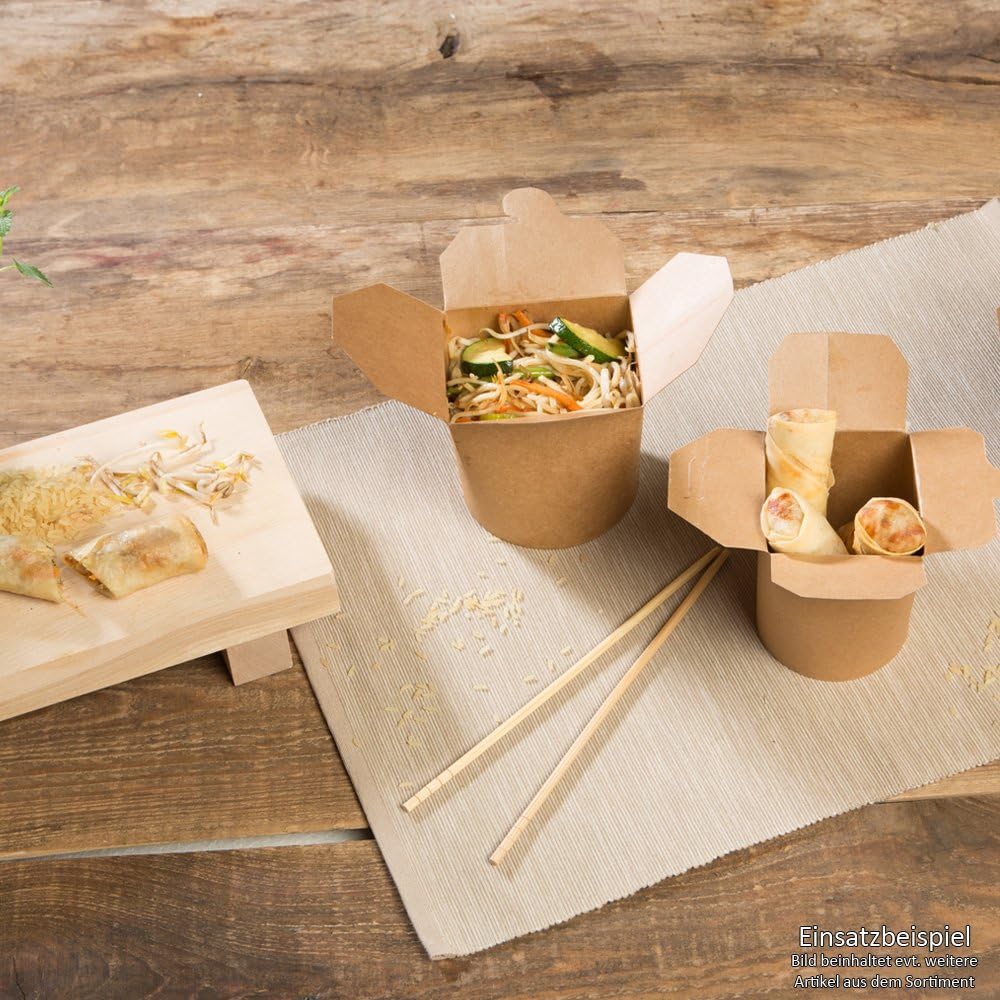 BIOZOYG Take-Away Noodle Box Chinese Take-Out Box Organic Packaging Pasta I Food Boxes Folding Lid Cardboard Boxes with PLA Inner Coating Compostable I 50 Noodle Boxes with Lids brown 26oz - Image 5