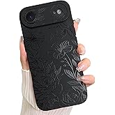 LSL Case for iPhone Air Black Floral Flower Pattern Print Design Soft TPU Full Camera Lens Anti-Drop Anti-Scratch Shockproof Protective Slim Cover for Women Girls
