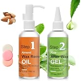 After Waxing Skin Care Kit, Almond Oil For Remove Wax Residue, Post Wax Cooling Aloe Vera Gel For Calm and Soothing Skin, 2 Bottles Hair Removal Waxing Nursing Kit for Women 3.9oz/100ml