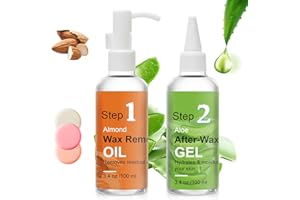 SEOPRI After Waxing Skin Care Kit, Almond Oil For Remove Wax Residue, Post Wax Cooling Aloe Vera Gel For Calm and Soothing Skin, 2 Bottles Hair Removal Waxing Nursing Kit for Women 3.9oz/100ml
