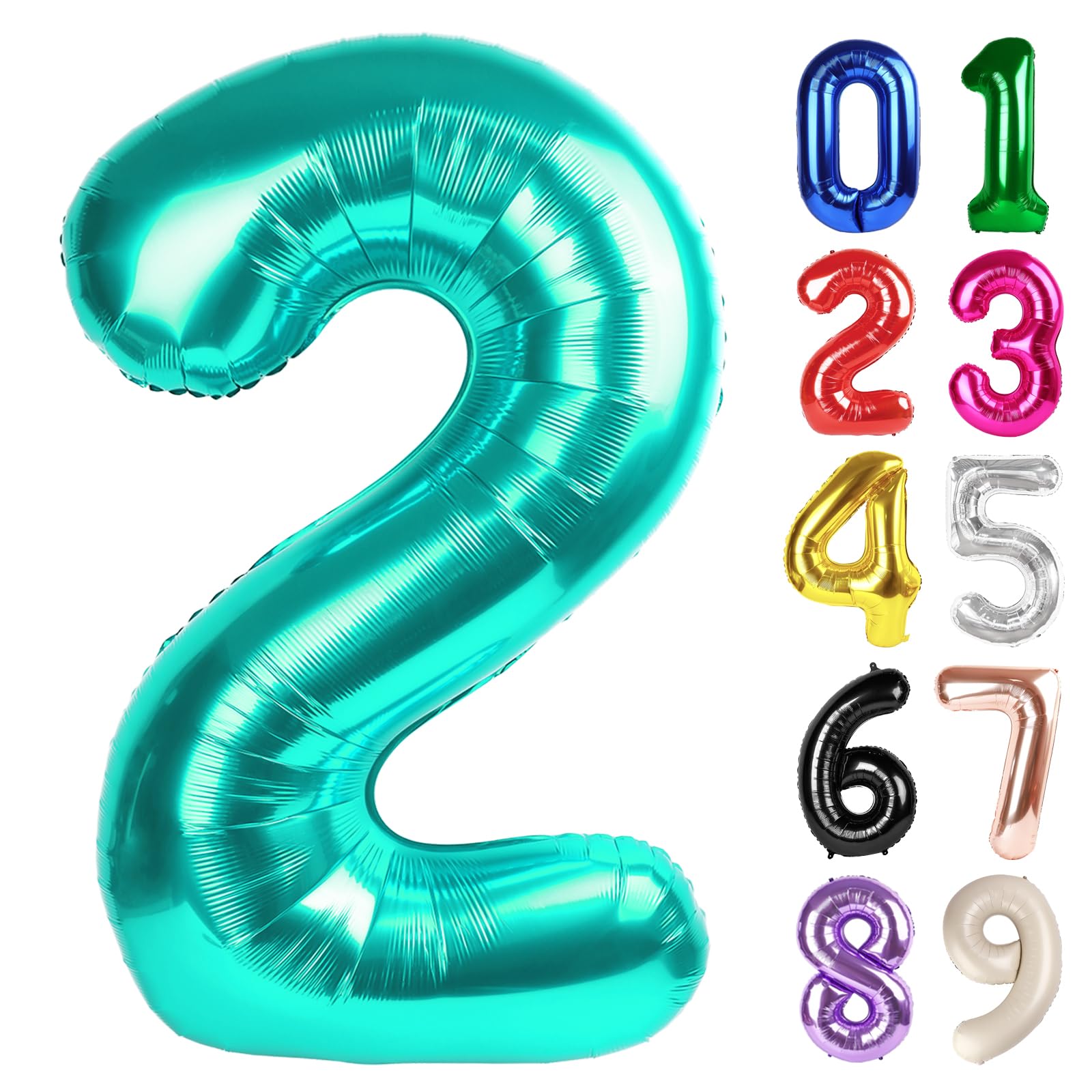 Photo 1 of 2 Balloon - Teal Birthday Number Balloons, 40 Inch Large Foil Balloons for Men Women Boys Girls Teal Themed Birthday Decorations