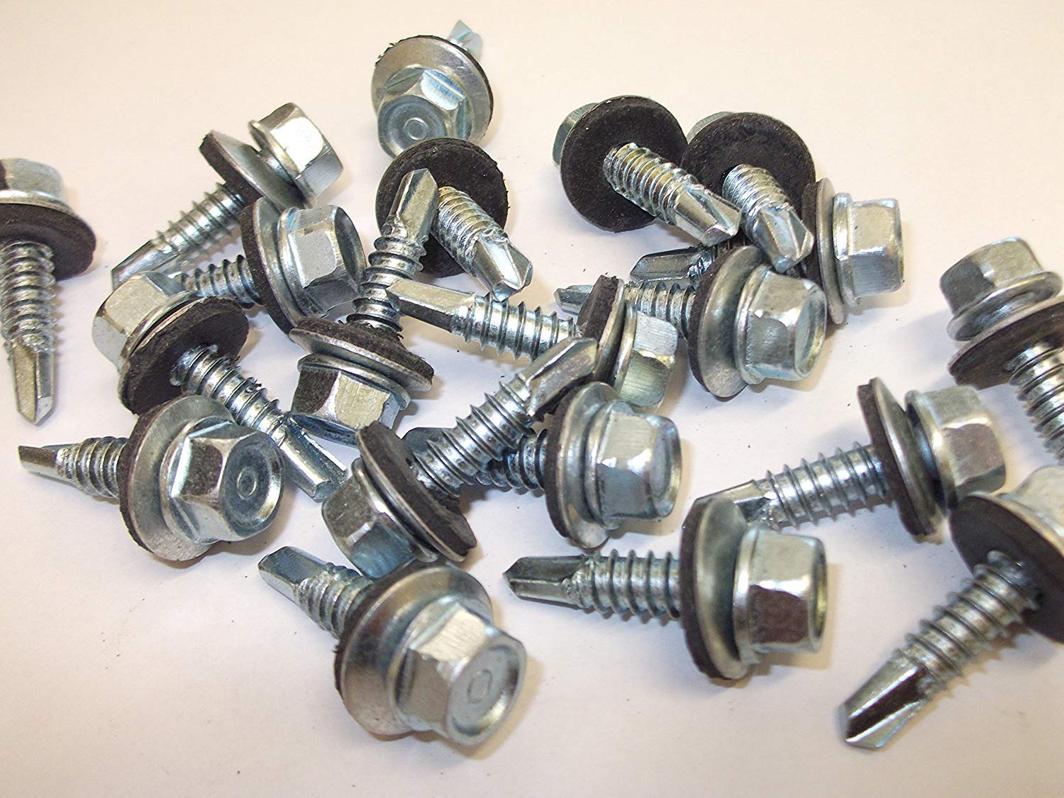 Merriway BH07049 (20 Pcs) Self Drilling Hex Steel Tek Screws with Bonded Washer 5.5 x 32mm - Pack of 20 Pieces