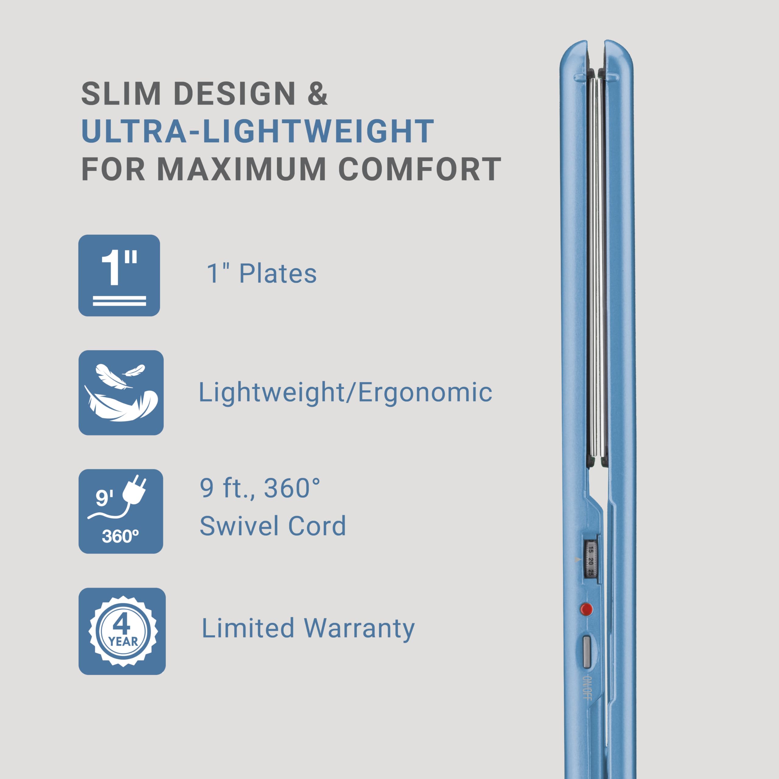 BabylissPRO Nano Titanium Ultra-Thin Hair Straightener, Professional Flat Iron For All Hair Types
