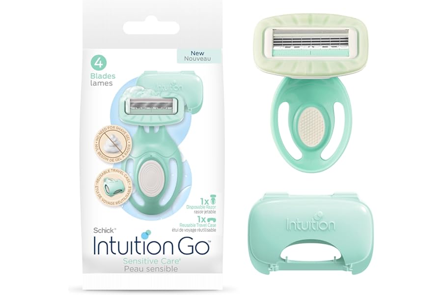 Schick Intuition Go Disposable Razor for Sensitive Skin, 1ct, Razors Sensitive Skin, Women’s Disposable Razors with Organic Aloe, Travel Razor | Stocking Stuffer