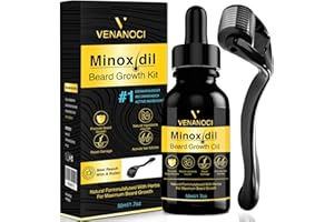 Venanoci Beard Growth Oil 5% Minoxidil For Men, Beard Growth Serum With Biotin & Caffeine For Hair Growth, Beard Growth Kit With Roller Minoxidil 5%, Grow A Stronger Thicker Fuller Beard Faster 50ml