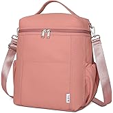 NOL Natural Organic Lifestyle Insulated Lunch Bags for Women Cooler Bag Lightweight Nylon Waterproof Lunch Box For Work (Dark Pink, Large)
