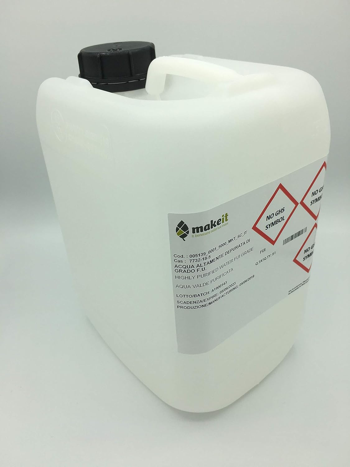 Acqua altamente depurata, grado farmaceutico per uso interno ed esterno Make it (5 l