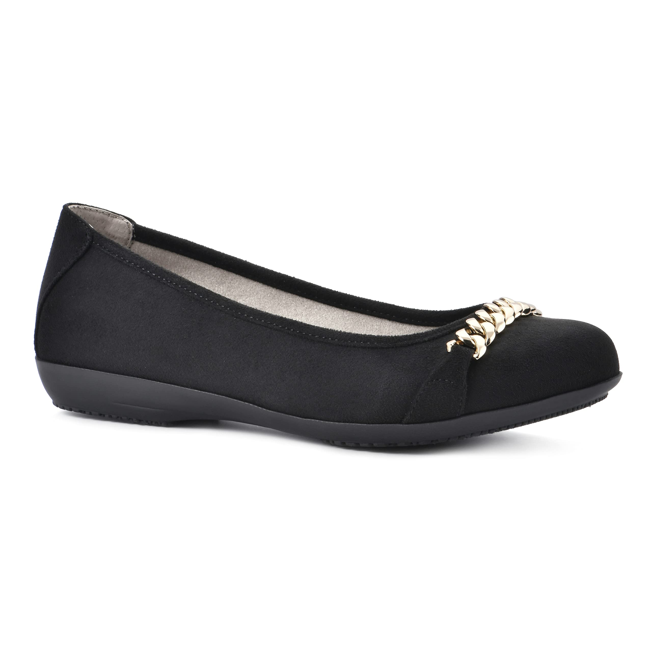 CLIFFS BY WHITE MOUNTAIN Women’s Charmed Flat, Black/Suedette, 8.5 M