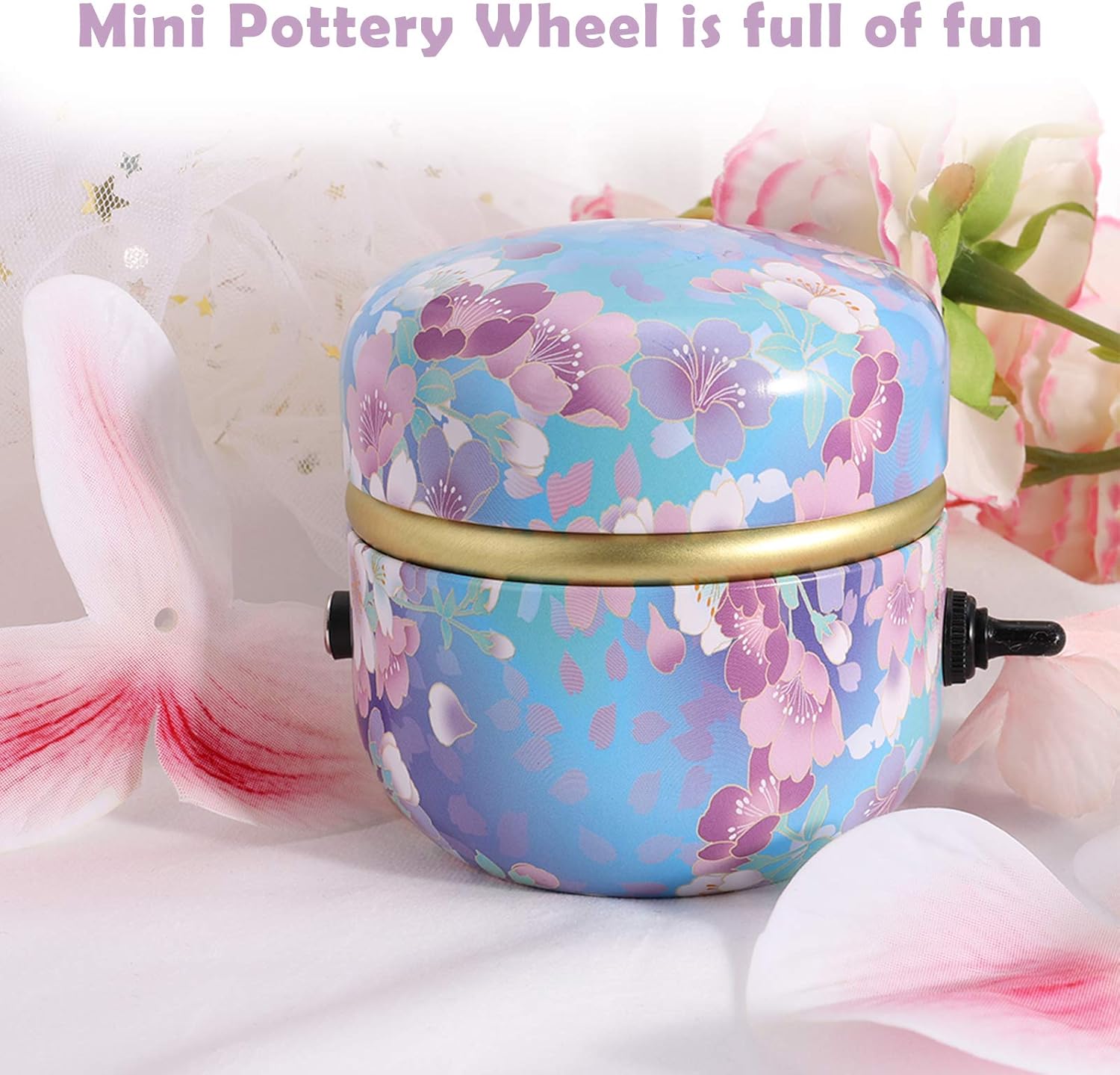 Portable Pottery Wheel for Adult & Kid Beginners, 1500RPM Mini Electric Pottery Wheel Machine with Tray, Kids Pottery Wheel Set for Ceramic Work Ceramics Clay Art Craft, Sky Blue