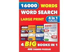 4 in 1 Collection of Large Print Word Search Books for Adults and Seniors: 16000 Words to Find - 400 Big Puzzles with Themes