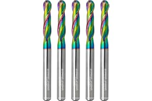 WEXWE Tools Ball Nose Carbide End Mill, DLC Coating, CNC Cutting Tools for Aluminum and Wood Cutting, 3D Carving & Engraving.