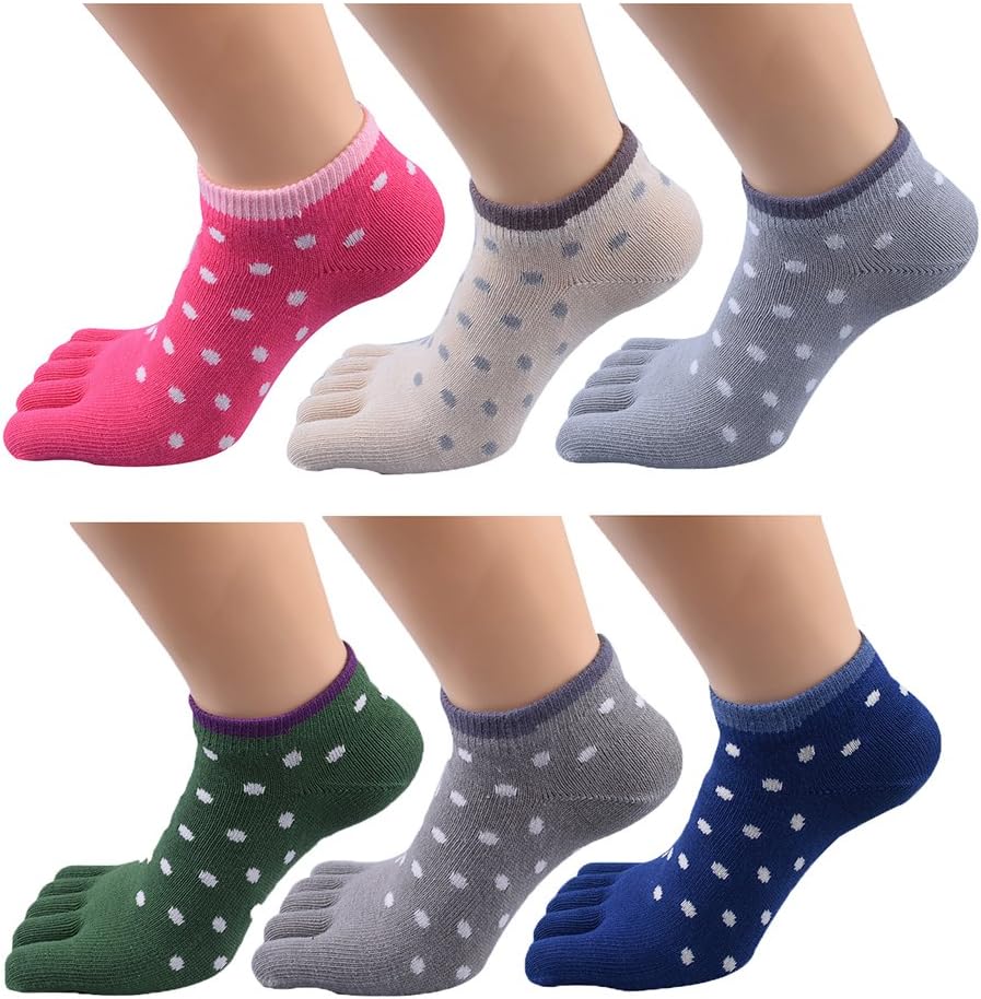 QUANGANG Women's Toe Socks Casual Five Crew Running Athletic Finger 6-Pack