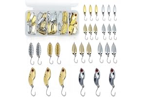 AQUAVEXIS 28pcs Spoon Fishing Lures Set with Hooks, Hard Metal Trout Spoons & ice Fishing Spoons for Salmon, bass, and Saltwater Fishin