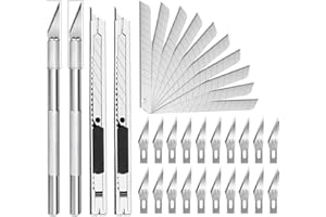 JNEOACE 34 Pack Craft Knife, Utility Knife Box Cutters with 30 PCS Spare Exacto Knife Blades Kit for Office, Home, Paper Knife, Arts Crafts, Scrapbooking, Hobby