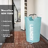 Maxsilan 125L X-Large Laundry Basket Freestanding Collapsible Light Blue view 2
