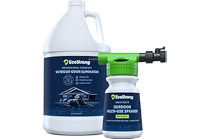 Eco Strong Outdoor Odor Eliminator | Outside Dog Urine Enzyme Cleaner – Powerful Pet, Cat, Animal Scent Deodorizer | Professional Strength for Yard, Turf, Kennels, Patios, Decks (Gallon with Sprayer)