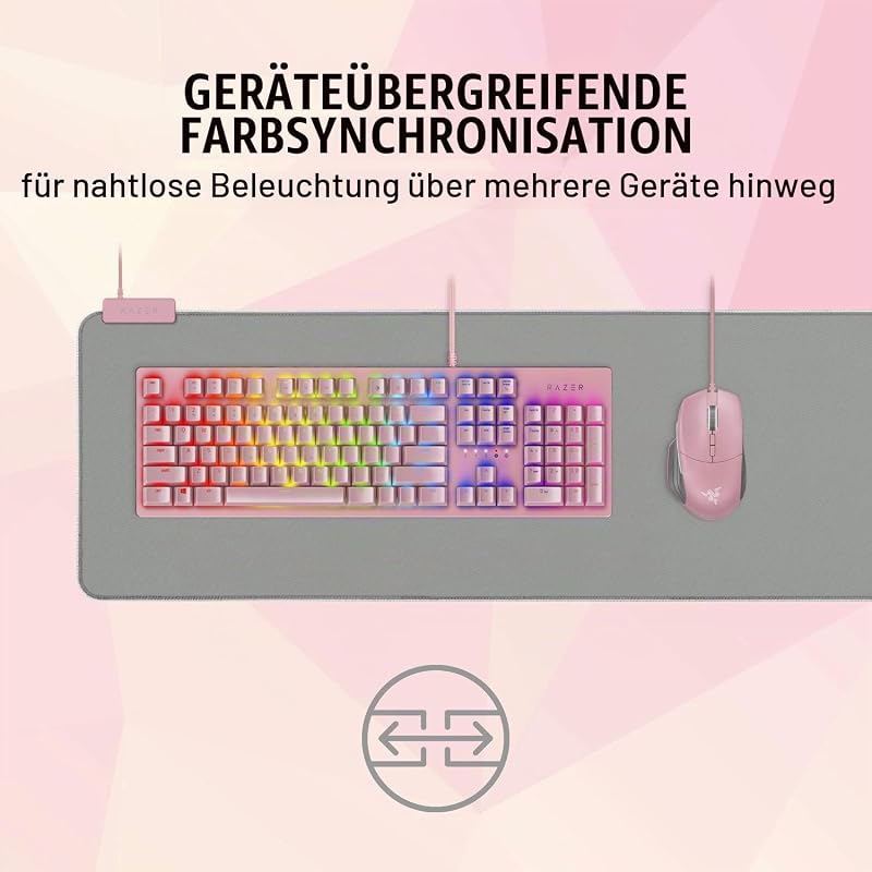 Goliathus Extended Chroma Quartz - Extra große weiche XXL Gaming Maus-Matte mit RGB Beleuchtung (Kabelhalterung, Stoff-Oberfläche, Gesteppter Rand, Optimiert für alle Mäuse) Mercury Rosa