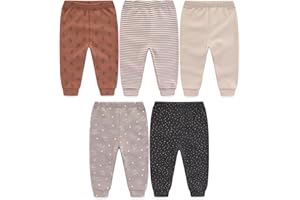 JELYLOVE Unisex Baby Boy Girl Pants Sets Cotton Soft Infants Bottoms Casual 5 Pack 0-12 Month Babies' Leggings