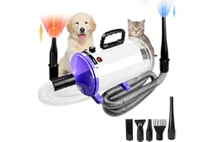 Xapigo Dog Vacuum & Dryer for Shedding Grooming,5.2HP/ 3800W Dog Grooming Kit,Adjustable Speed and Temperature with 5 Nozzles