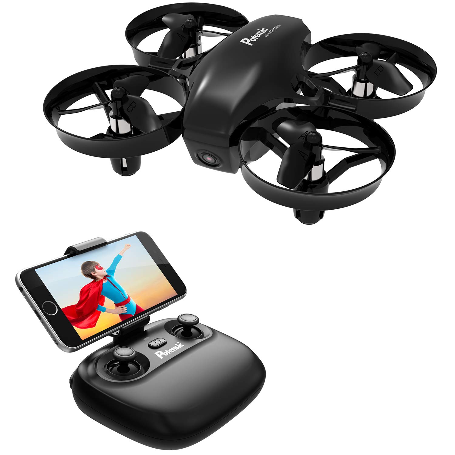 Potensic Mini Drone for Kids with Camera, RC Portable Quadcopter 2.4G 6 Axis-Altitude 6 Altitude Hold, Headless, Remote Control, Route Setting