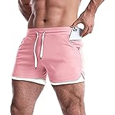 EVERWORTH Men's 2 in 1 Workout Shorts 5" Quick Dry Gym Shorts Bodybuilding Short Shorts Compression Shorts with Zipper Pocket