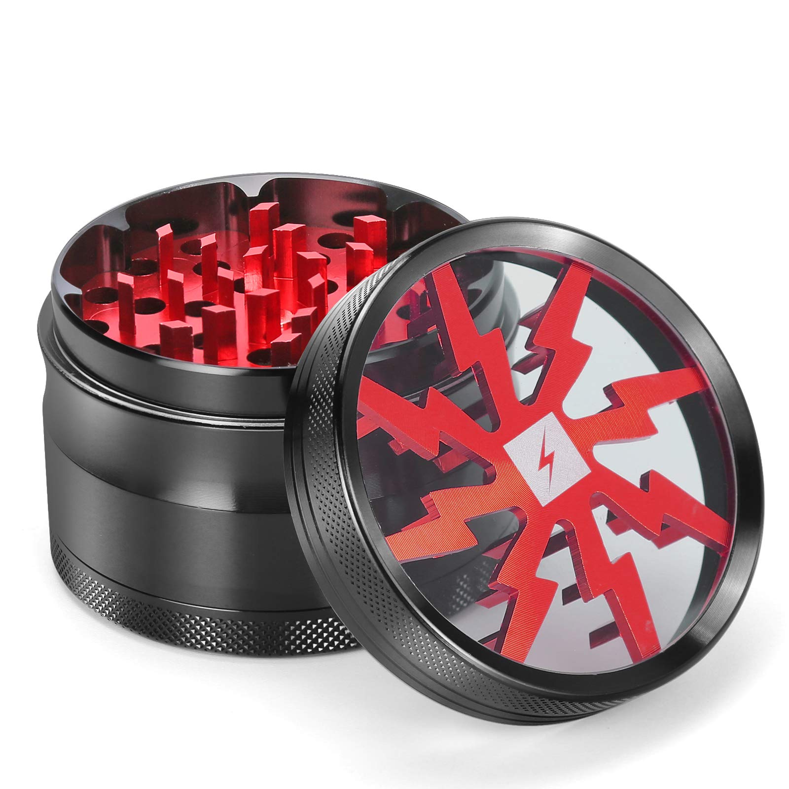 Herb Grinder Clear Cover, Portable Grinder Herb with Sifter and Magnetic Top Best Grinder for Tobacco and Most Herbs with Pollen Scraper 63mm 4 Layers