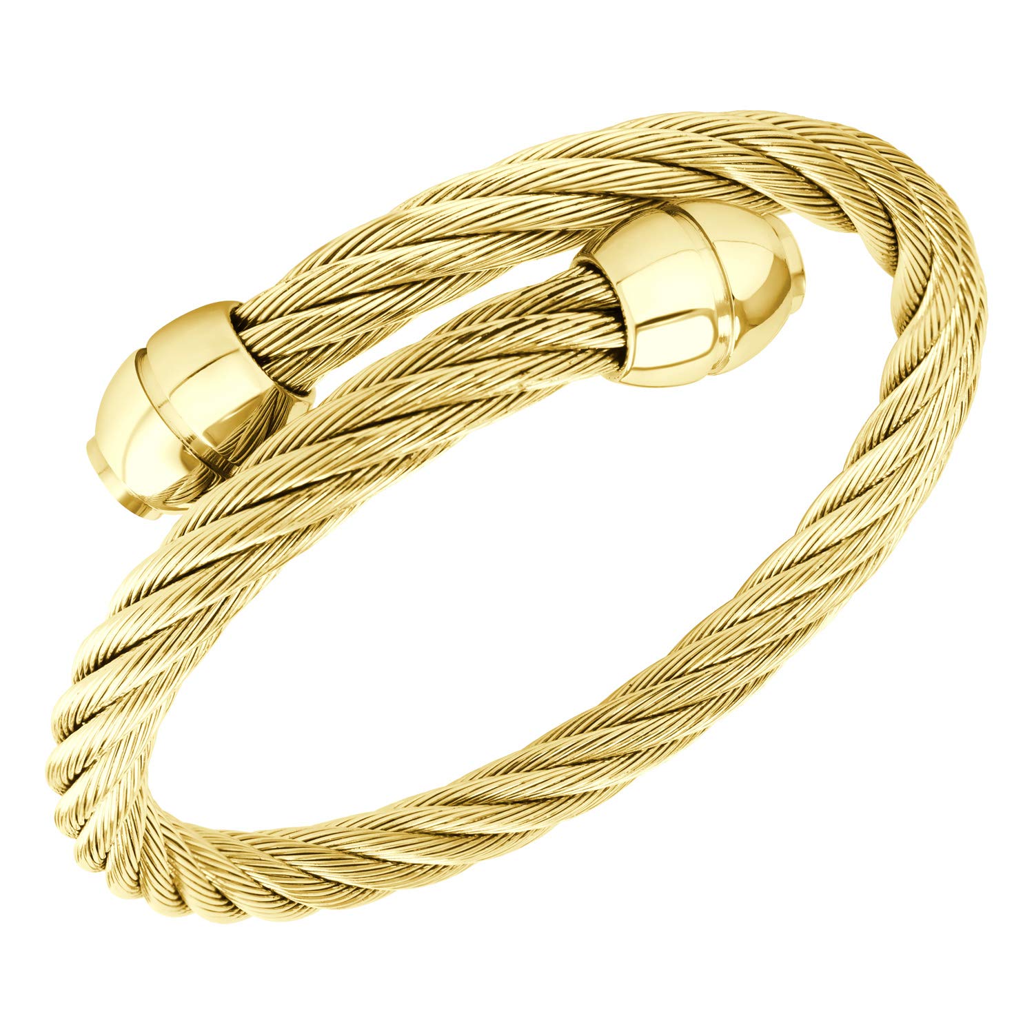 555Jewelry Adjustable Twisted Cable Bracelets for Women, Wire Bracelets For Women, Wire Bangle Bracelet, Cable Bracelet for Women, Gold - Bead Endings