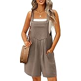 Ekouaer Overalls for Women Summer Rompers Short Jumpsuits Flowy Loose Fit Casual Beach Outfits with Pockets