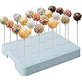 Daofvor 20-Hole Cake Pop Stand with Large Spacing and Taller Height, Easy to Use Upgraded Lollipop Holder & Cake Pop Holder with 100 Sticks, 100 Bags & 100 Ties, Dessert Table Display– Blue