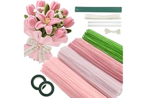 400 Pcs Pipe Cleaners Craft,4 Assorted Colors Pipe Cleaners Bulk, Chenille Stems for DIY Flower Making Kit with Floral Wires,
