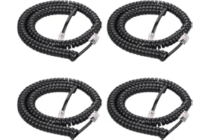 Vthahaby Coiled Wire 4 Pack 8Ft Uncoiled / 1.4Ft Coiled Landline Phone Handset Cable 4P4C Telephone Accessory Black